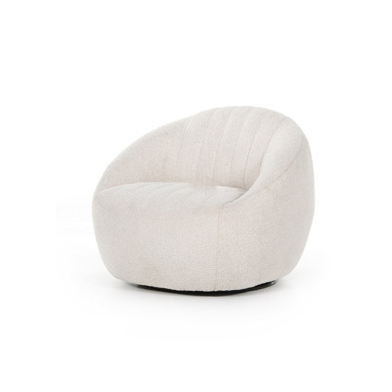 Modern Minimalist Curved Lambswool Solid Wood Sponge Accent Chair Backrest Armrest For Living Room