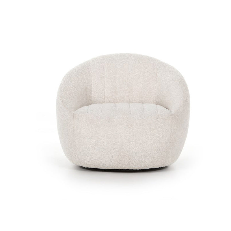 Modern Minimalist Curved Lambswool Solid Wood Sponge Accent Chair Backrest Armrest For Living Room