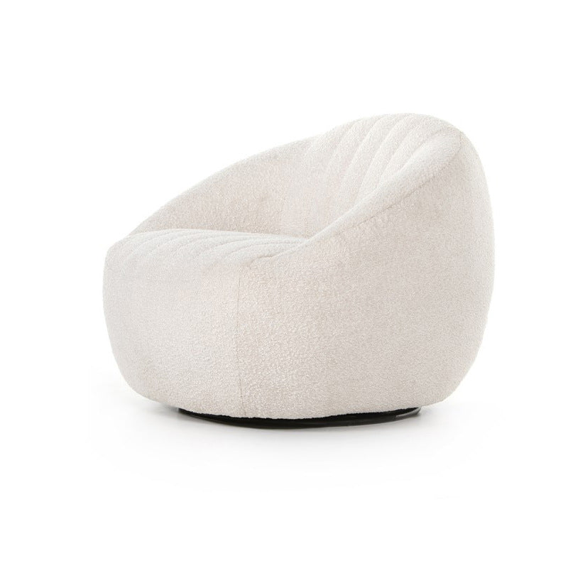 Modern Minimalist Curved Lambswool Solid Wood Sponge Accent Chair Backrest Armrest For Living Room