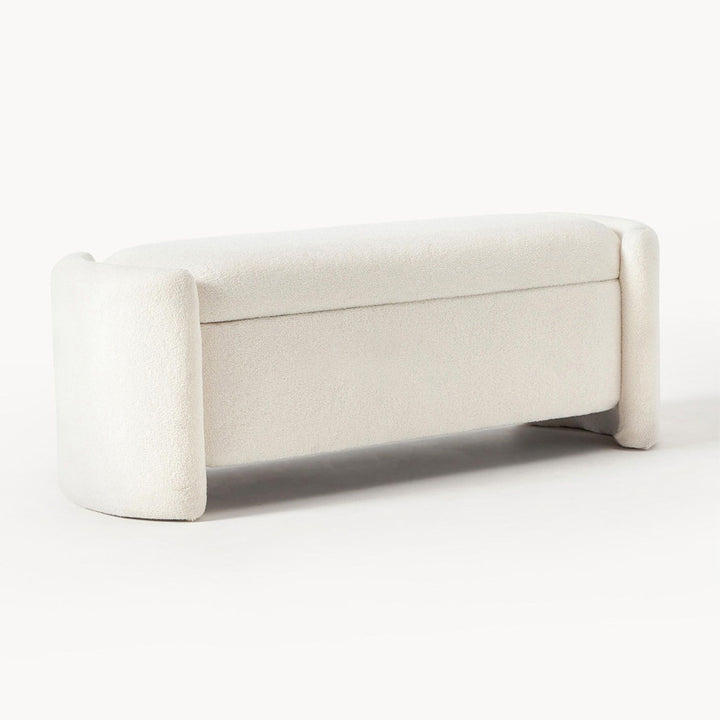 Modern Minimalist Rectangular Teddy Fleece Pine Wood Sponge Footstool For Living Room