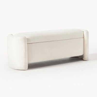 Modern Minimalist Rectangular Teddy Velvet Solid Wood Sponge Footstool For Living Room