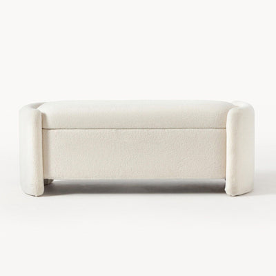Modern Minimalist Rectangular Teddy Velvet Solid Wood Sponge Footstool For Living Room