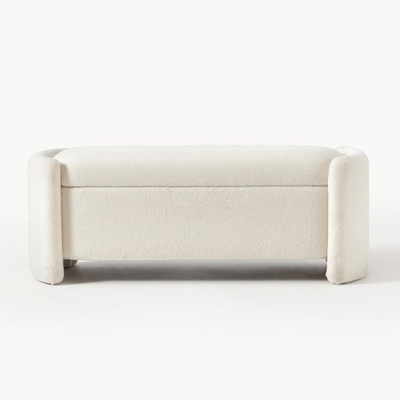 Modern Minimalist Rectangular Teddy Velvet Solid Wood Sponge Footstool For Living Room