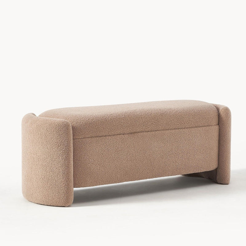 Modern Minimalist Rectangular Teddy Fleece Pine Wood Sponge Footstool For Living Room