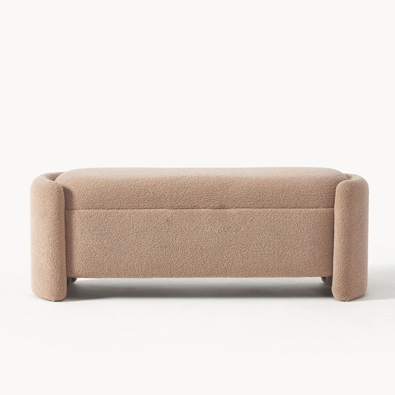 Modern Minimalist Rectangular Teddy Fleece Pine Wood Sponge Footstool For Living Room