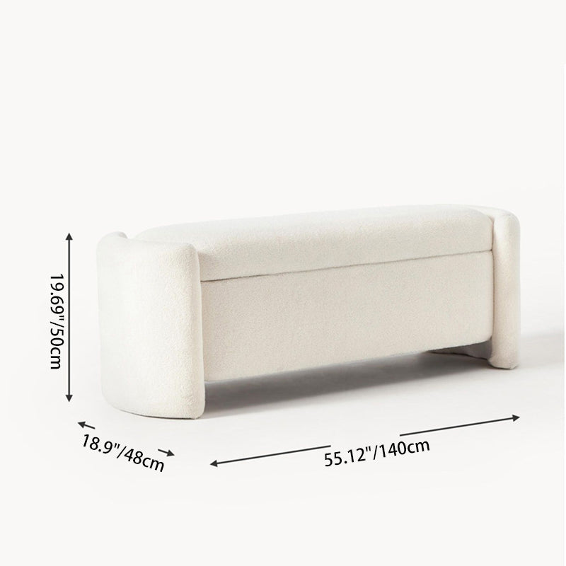 Modern Minimalist Rectangular Teddy Fleece Pine Wood Sponge Footstool For Living Room