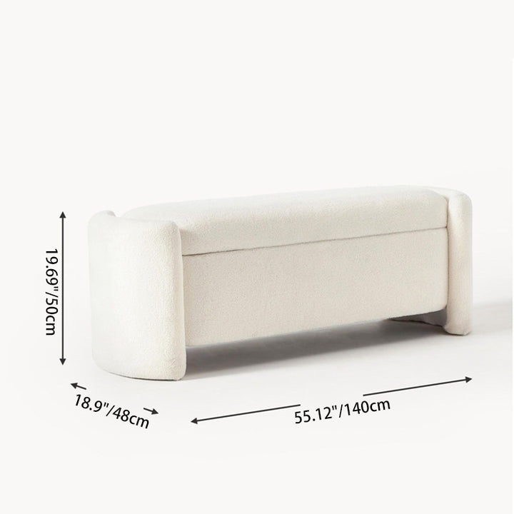 Modern Minimalist Rectangular Teddy Fleece Pine Wood Sponge Footstool For Living Room