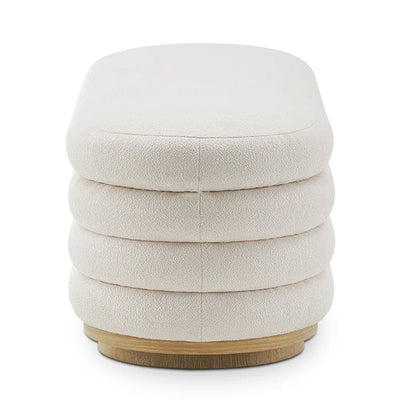 Modern Minimalist Oval Lambswool Solid Wood Sponge Footstool For Living Room