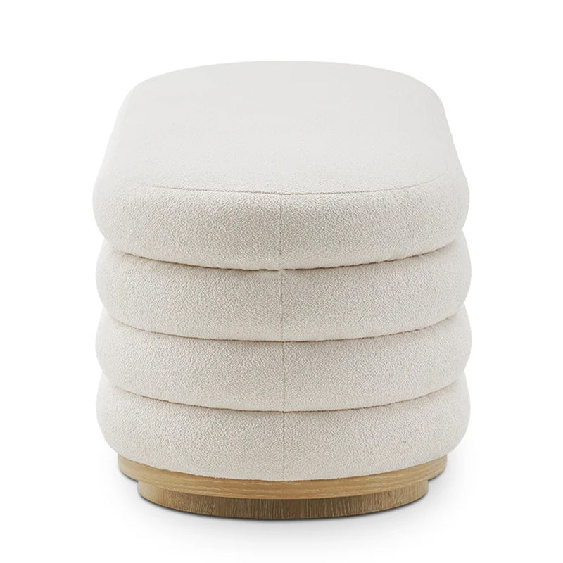 Modern Minimalist Oval Lambswool Solid Wood Sponge Footstool For Living Room