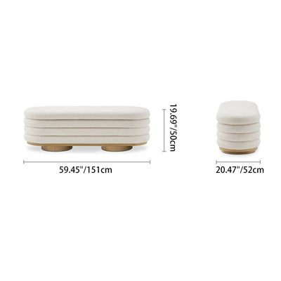 Modern Minimalist Oval Lambswool Solid Wood Sponge Footstool For Living Room