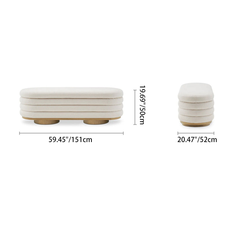 Modern Minimalist Oval Lambswool Solid Wood Sponge Footstool For Living Room