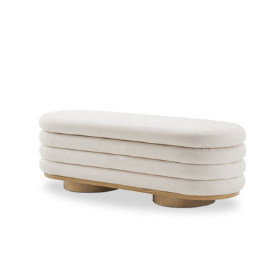 Modern Minimalist Oval Lambswool Solid Wood Sponge Footstool For Living Room
