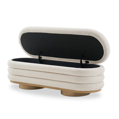 Modern Minimalist Oval Lambswool Solid Wood Sponge Footstool For Living Room