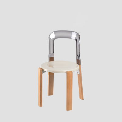 Modern Minimalist Round Seat Solid Wood Plastic Dining Chair Backrest For Dining Room