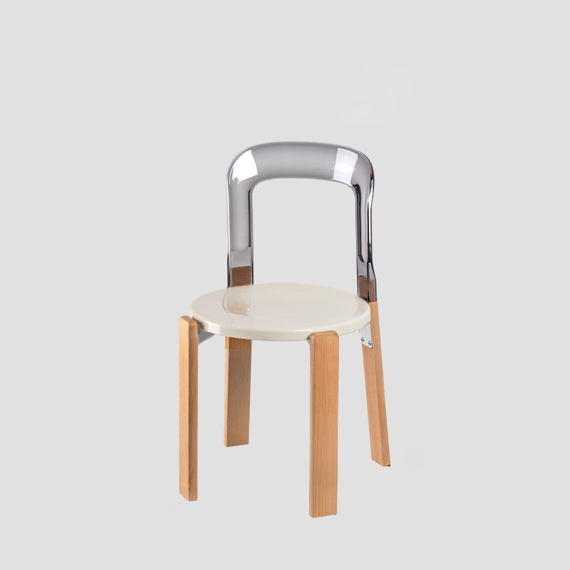 Modern Minimalist Round Seat Solid Wood Plastic Dining Chair Backrest For Dining Room