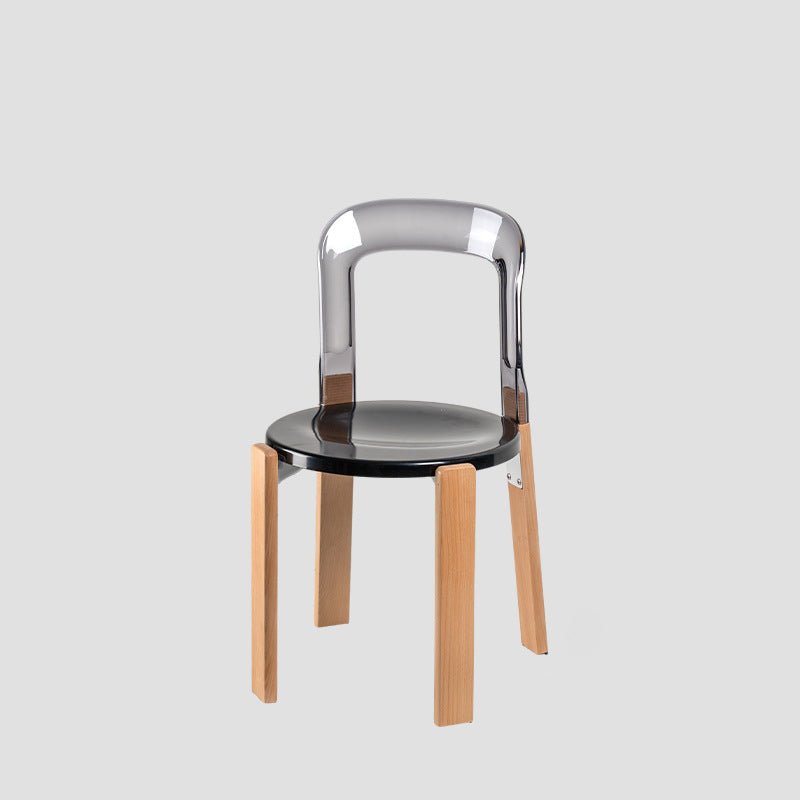 Modern Minimalist Round Seat Solid Wood Plastic Dining Chair Backrest For Dining Room