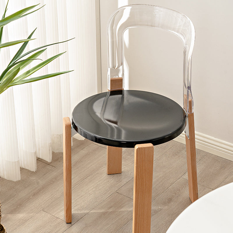 Modern Minimalist Round Seat Solid Wood Plastic Dining Chair Backrest For Dining Room