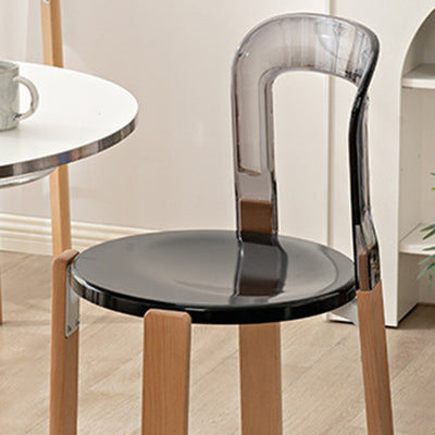 Modern Minimalist Round Seat Solid Wood Plastic Dining Chair Backrest For Dining Room