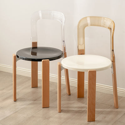 Modern Minimalist Round Seat Solid Wood Plastic Dining Chair Backrest For Dining Room