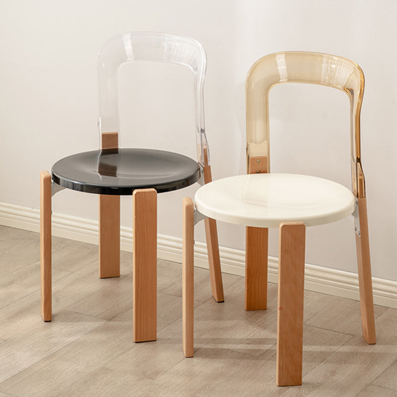 Modern Minimalist Round Seat Solid Wood Plastic Dining Chair Backrest For Dining Room