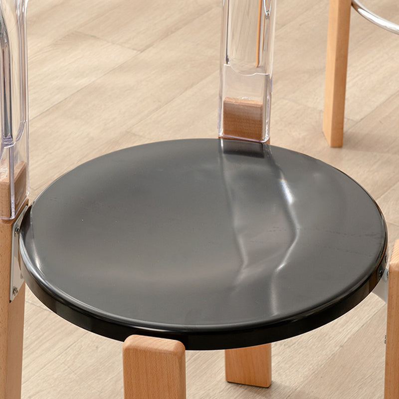 Modern Minimalist Round Seat Solid Wood Plastic Dining Chair Backrest For Dining Room
