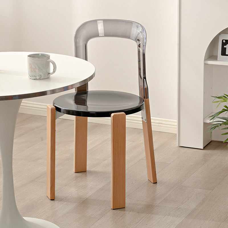 Modern Minimalist Round Seat Solid Wood Plastic Dining Chair Backrest For Dining Room