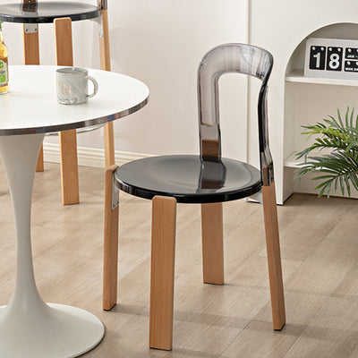 Modern Minimalist Round Seat Solid Wood Plastic Dining Chair Backrest For Dining Room
