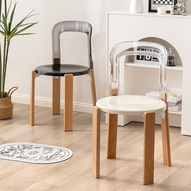Modern Minimalist Round Seat Solid Wood Plastic Dining Chair Backrest For Dining Room