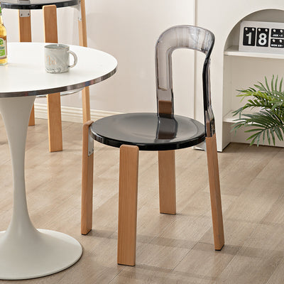 Modern Minimalist Round Seat Solid Wood Plastic Dining Chair Backrest For Dining Room