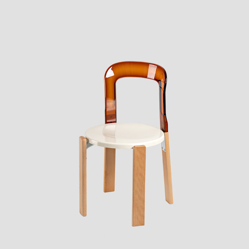 Modern Minimalist Round Seat Solid Wood Plastic Dining Chair Backrest For Dining Room