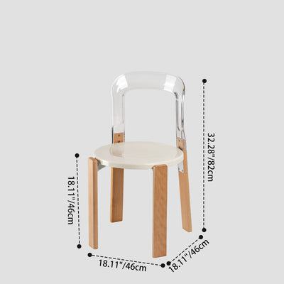 Modern Minimalist Round Seat Solid Wood Plastic Dining Chair Backrest For Dining Room