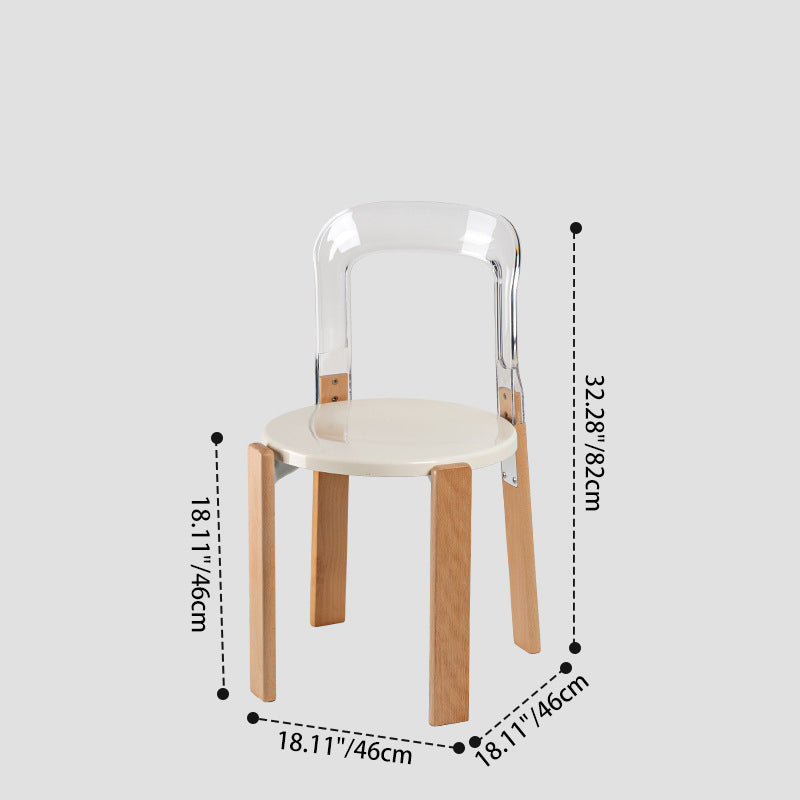 Modern Minimalist Round Seat Solid Wood Plastic Dining Chair Backrest For Dining Room