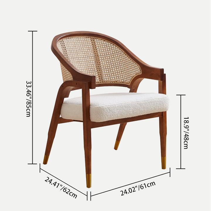 Traditionelles rechteckiges Sitzkissen im Vintage-Stil aus Eschenholz, Rattan, Baumwoll-Leinen und Schwamm mit Rückenlehne und Armlehne für Esszimmerstühle 