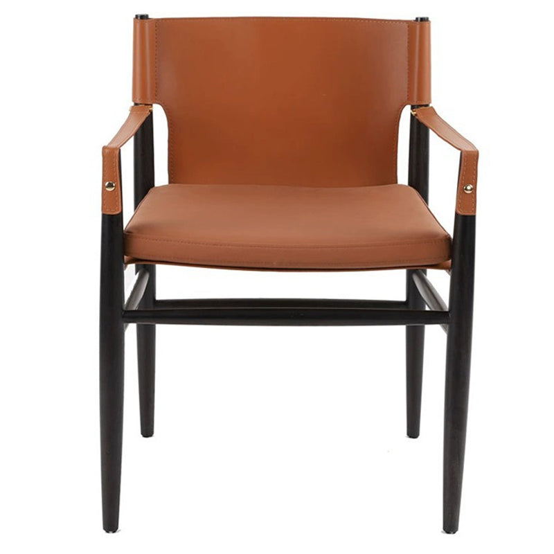 Modern Minimalist Square Seat Cushion Solid Wood Saddle Leather Sponge Dining Chair Backrest Armrest For Dining Room