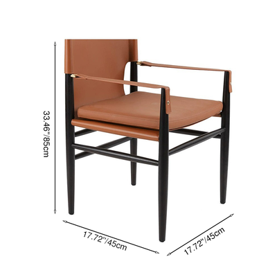Modern Minimalist Square Seat Cushion Solid Wood Saddle Leather Sponge Dining Chair Backrest Armrest For Dining Room