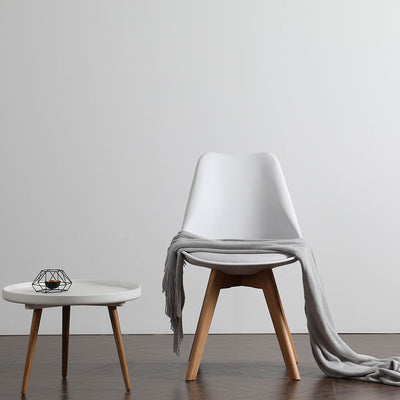 Modern Minimalist Curved Seat Cushion Solid Wood Synthetic Leather Polypropylene Sponge Dining Chair Backrest For Dining Room