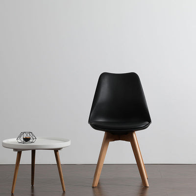 Modern Minimalist Curved Seat Cushion Solid Wood Synthetic Leather Polypropylene Sponge Dining Chair Backrest For Dining Room