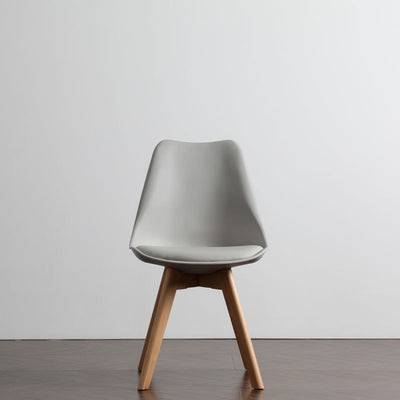 Modern Minimalist Curved Seat Cushion Solid Wood Synthetic Leather Polypropylene Sponge Dining Chair Backrest For Dining Room