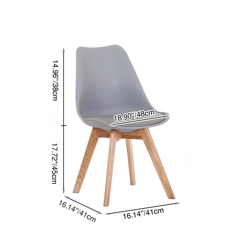 Modern Minimalist Curved Seat Cushion Solid Wood Synthetic Leather Polypropylene Sponge Dining Chair Backrest For Dining Room