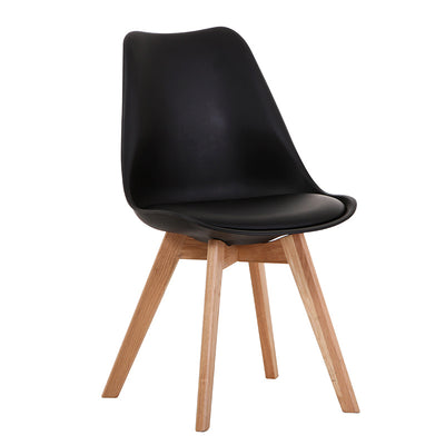 Modern Minimalist Curved Seat Cushion Solid Wood Synthetic Leather Polypropylene Sponge Dining Chair Backrest For Dining Room
