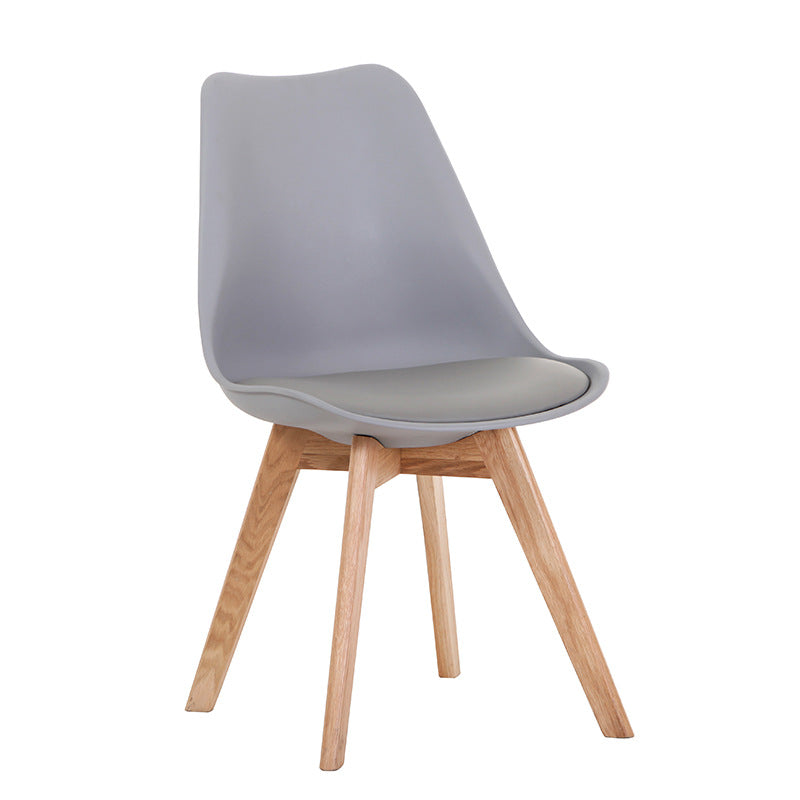 Modern Minimalist Curved Seat Cushion Solid Wood Synthetic Leather Polypropylene Sponge Dining Chair Backrest For Dining Room
