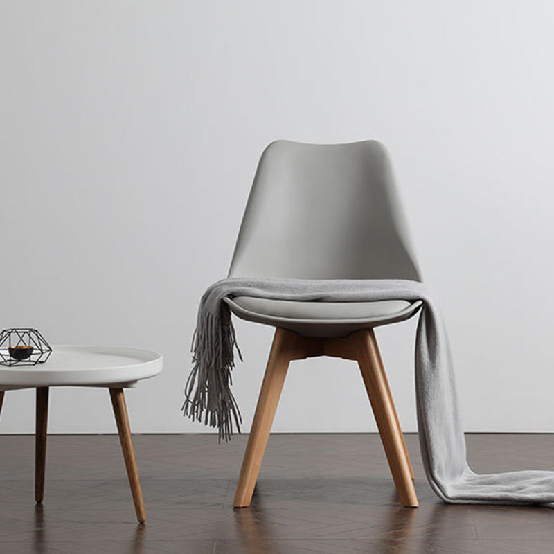 Modern Minimalist Curved Seat Cushion Solid Wood Synthetic Leather Polypropylene Sponge Dining Chair Backrest For Dining Room