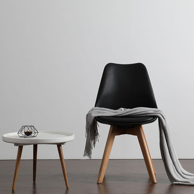 Modern Minimalist Curved Seat Cushion Solid Wood Synthetic Leather Polypropylene Sponge Dining Chair Backrest For Dining Room