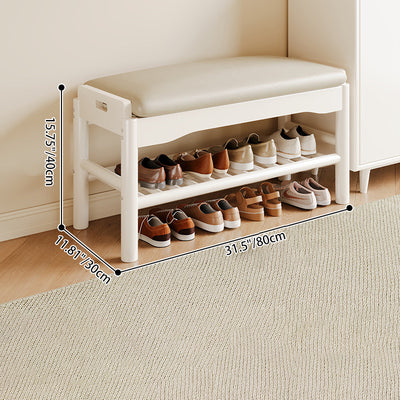 Modern Minimalist Rectangular Solid Wood PU Leather Sponge Footstool For Living Room