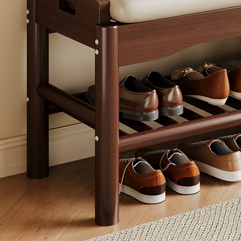 Modern Minimalist Rectangular Solid Wood PU Leather Sponge Footstool For Living Room