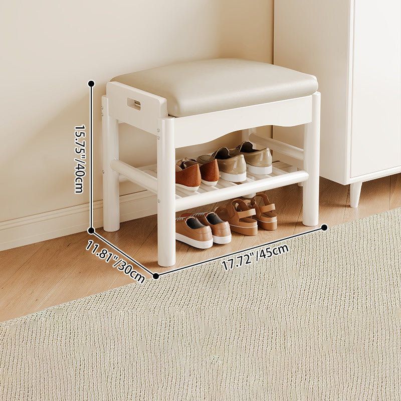 Modern Minimalist Rectangular 	Rubberwood Pine Wood PU Leather Sponge Footstool For Living Room