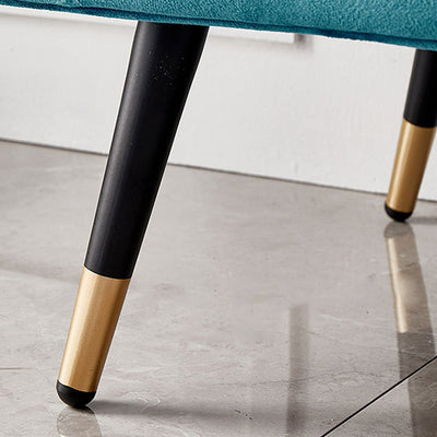 Modern Minimalist Rectangular Velvet Fabric Sponge Metal Footstool For Living Room