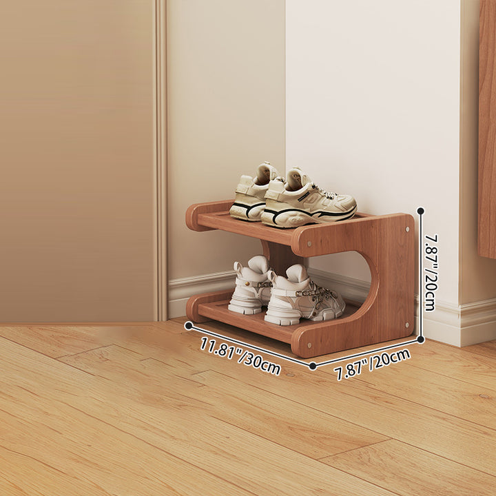 Moderner minimalistischer rechteckiger Bambus-MDF-Schuhspeicher 2/3/4/5-stufig für das Wohnzimmer 