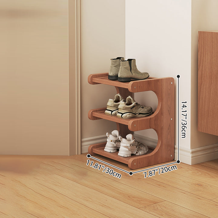 Moderner minimalistischer rechteckiger Bambus-MDF-Schuhspeicher 2/3/4/5-stufig für das Wohnzimmer 
