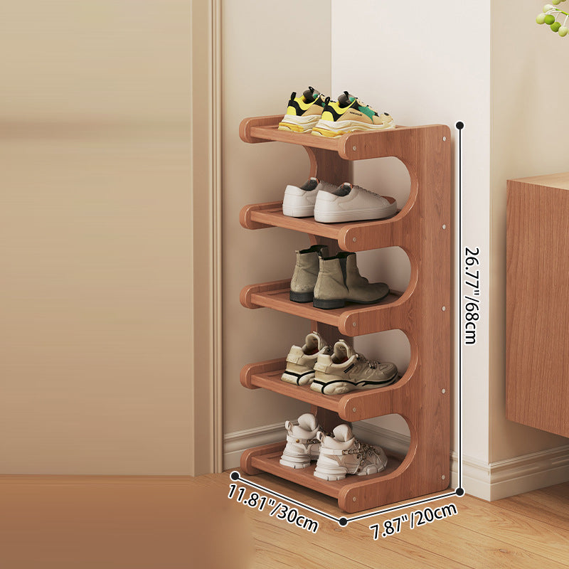 Moderner minimalistischer rechteckiger Bambus-MDF-Schuhspeicher 2/3/4/5-stufig für das Wohnzimmer 